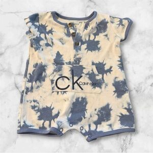 Calvin Klein Tie Dye Romper 3–6 Months Blue White CK Logo